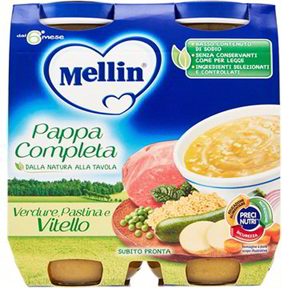 Mellin Pappa Completa Verdure Pastina Vitello 2x250 gr