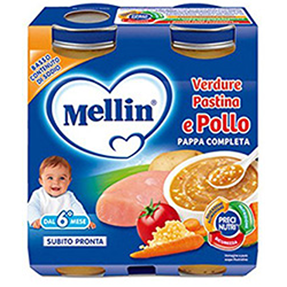 Mellin Pappa Completa Verdure Pastina Pollo 2x250 gr