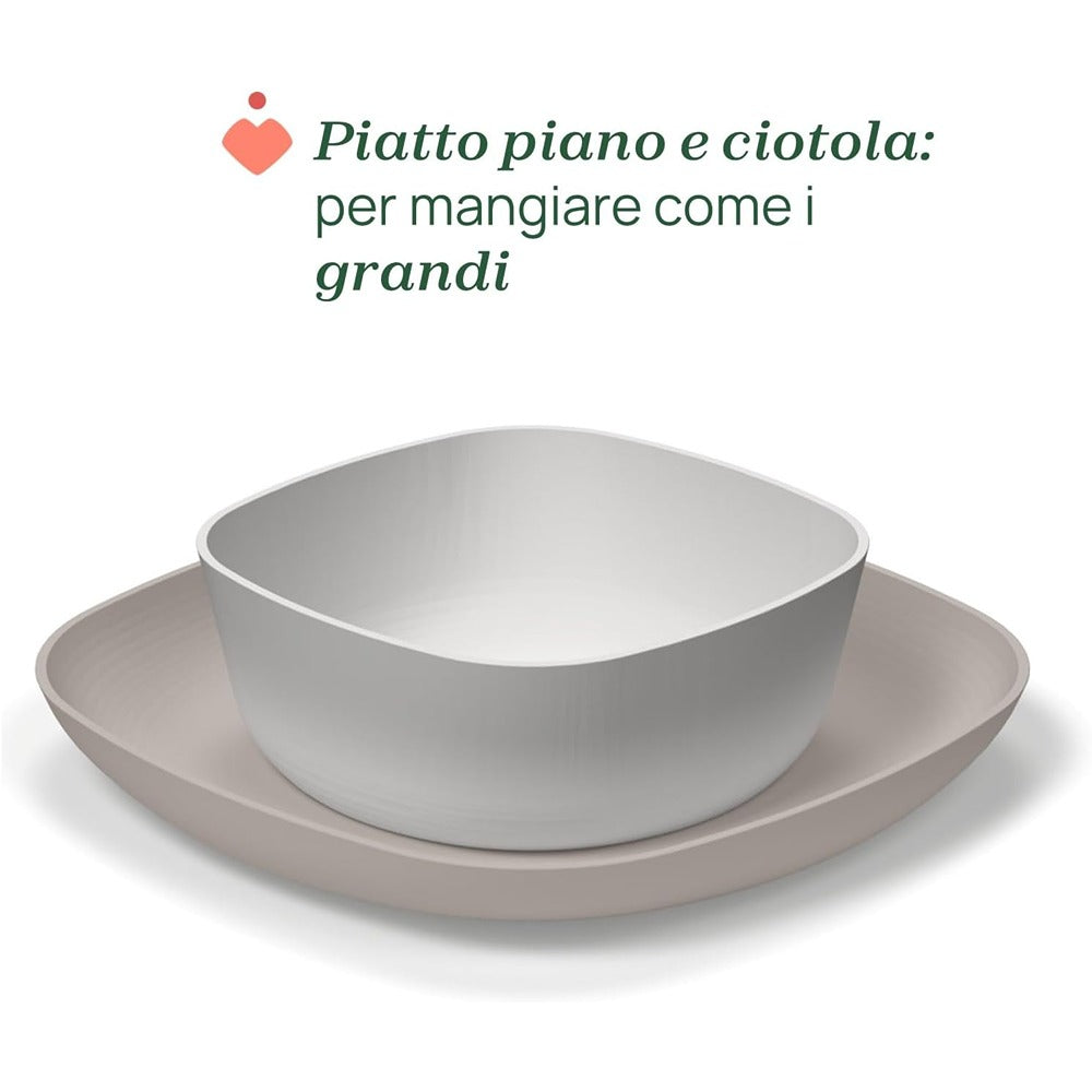 Chicco Set Piatto Piano E Ciotola Grigio 12+ Mesi
