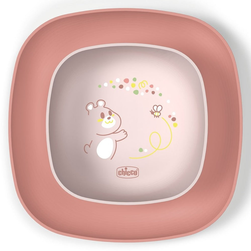 Chicco Set Piatto Piano E Ciotola Rosa 12+ Mesi