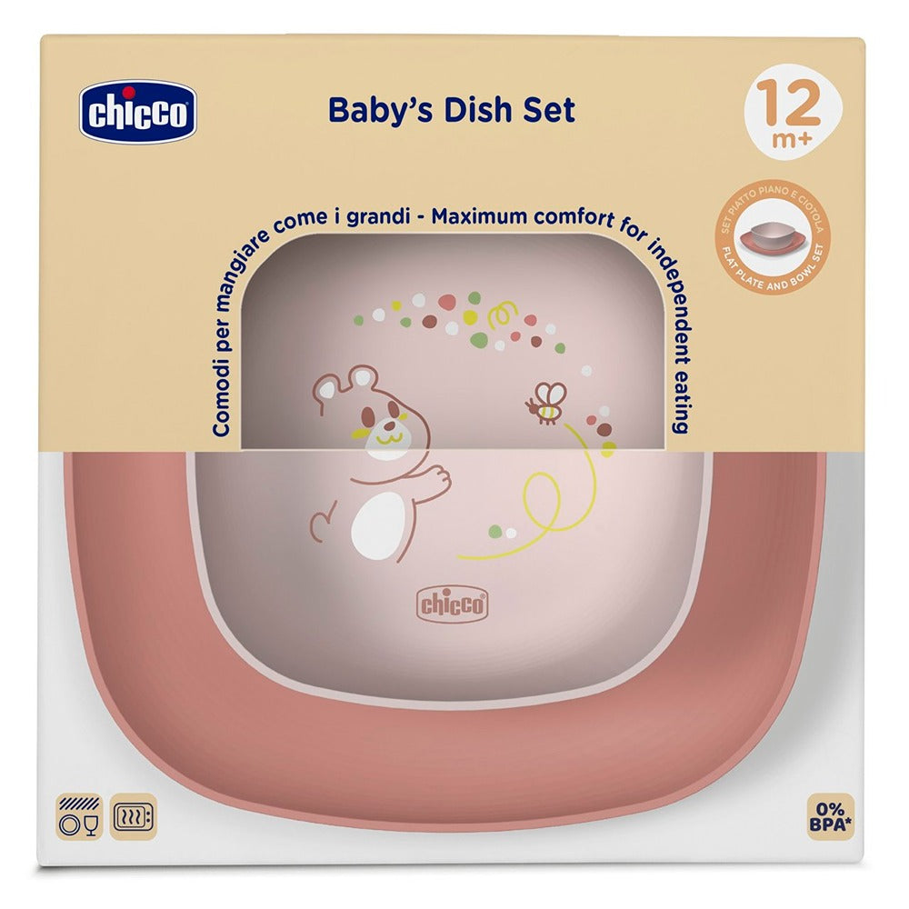 Chicco Set Piatto Piano E Ciotola Rosa 12+ Mesi