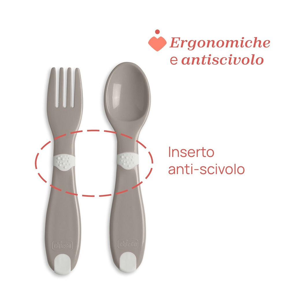 Chicco Prime Posatine Forchetta E Cucchiaio Ergonomici 12+ Mesi