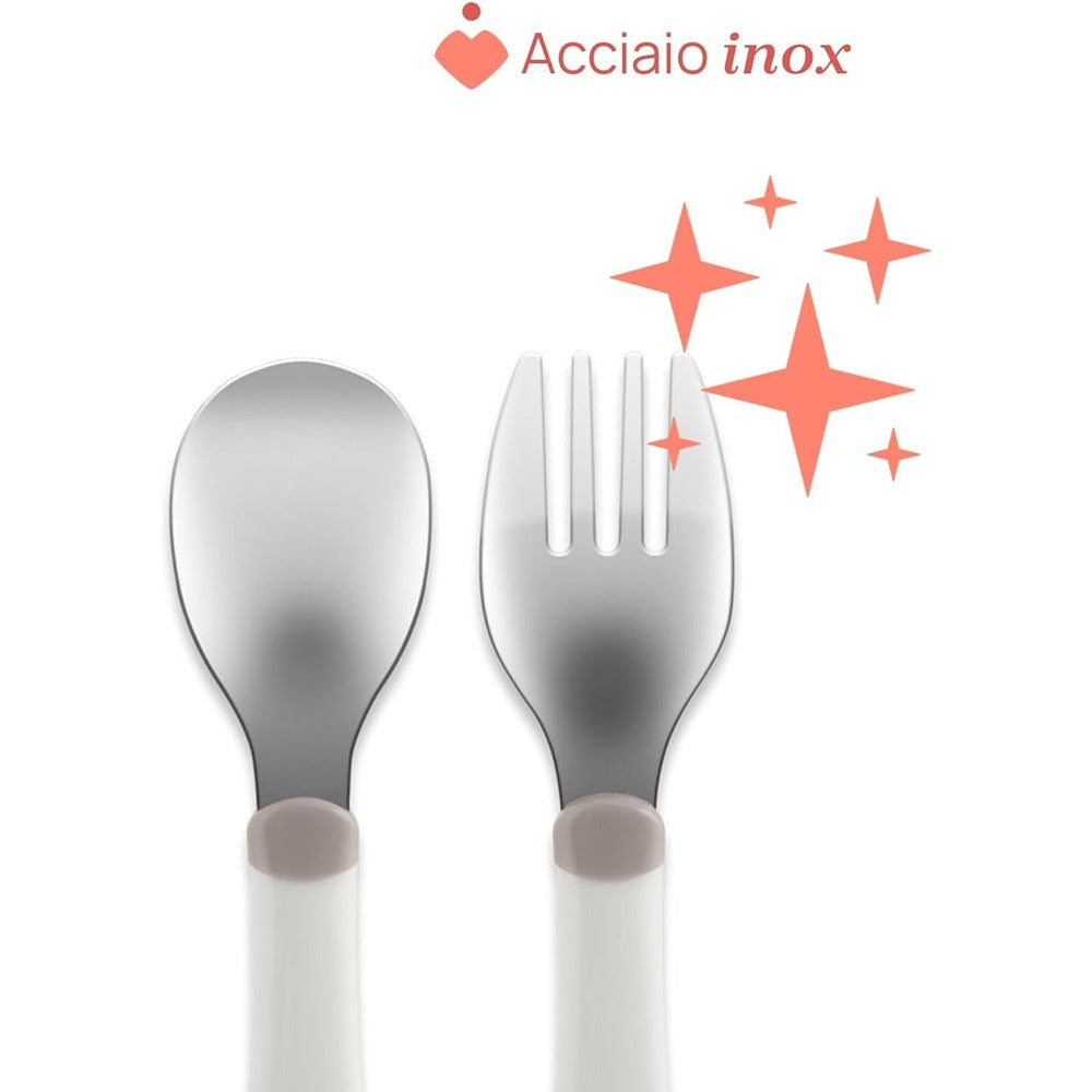 Chicco Posate In Acciaio Inox Grigio 18+ Mesi