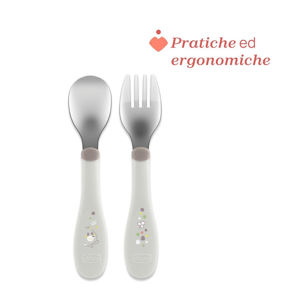 Chicco Posate In Acciaio Inox Rosa 18+ Mesi