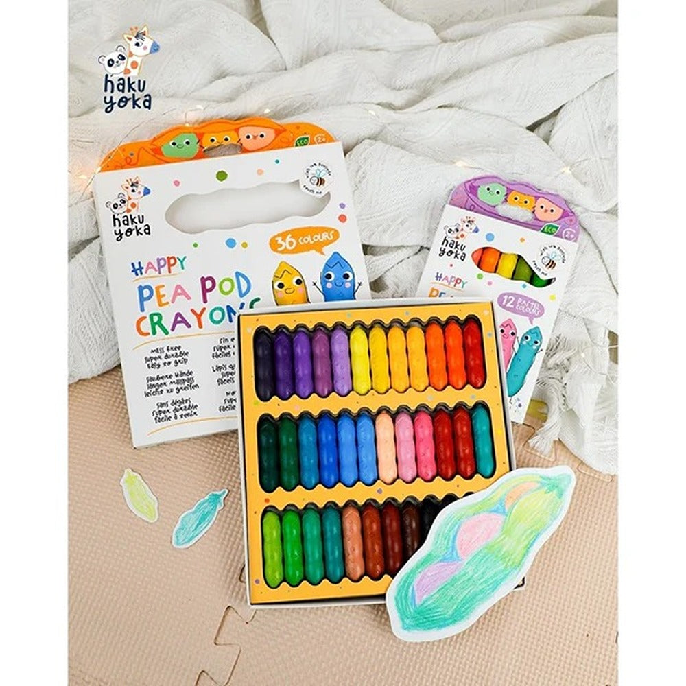 Haku Yoka Happy Pea Pod 12 Colori Pastelli Con Cera D'Api