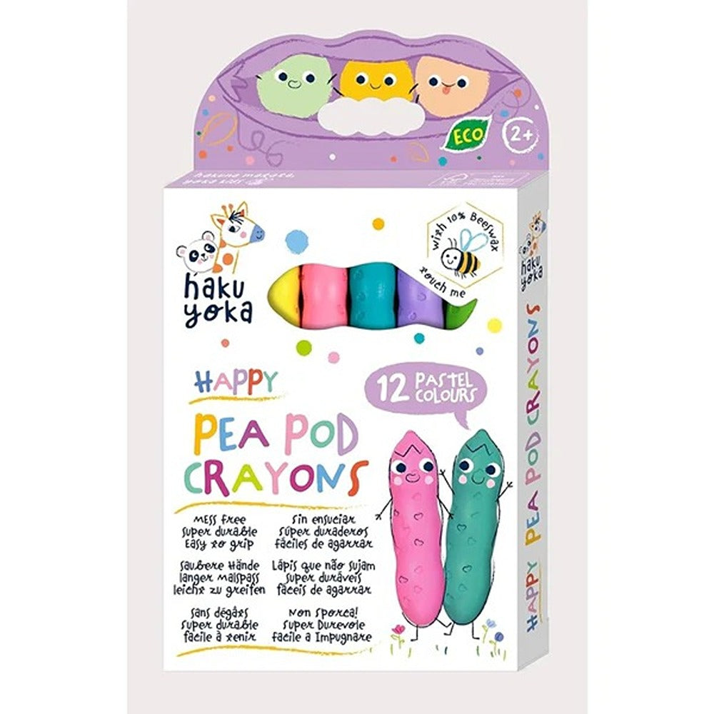 Haku Yoka Happy Pea Pod 12 Colori Pastelli Con Cera D'Api