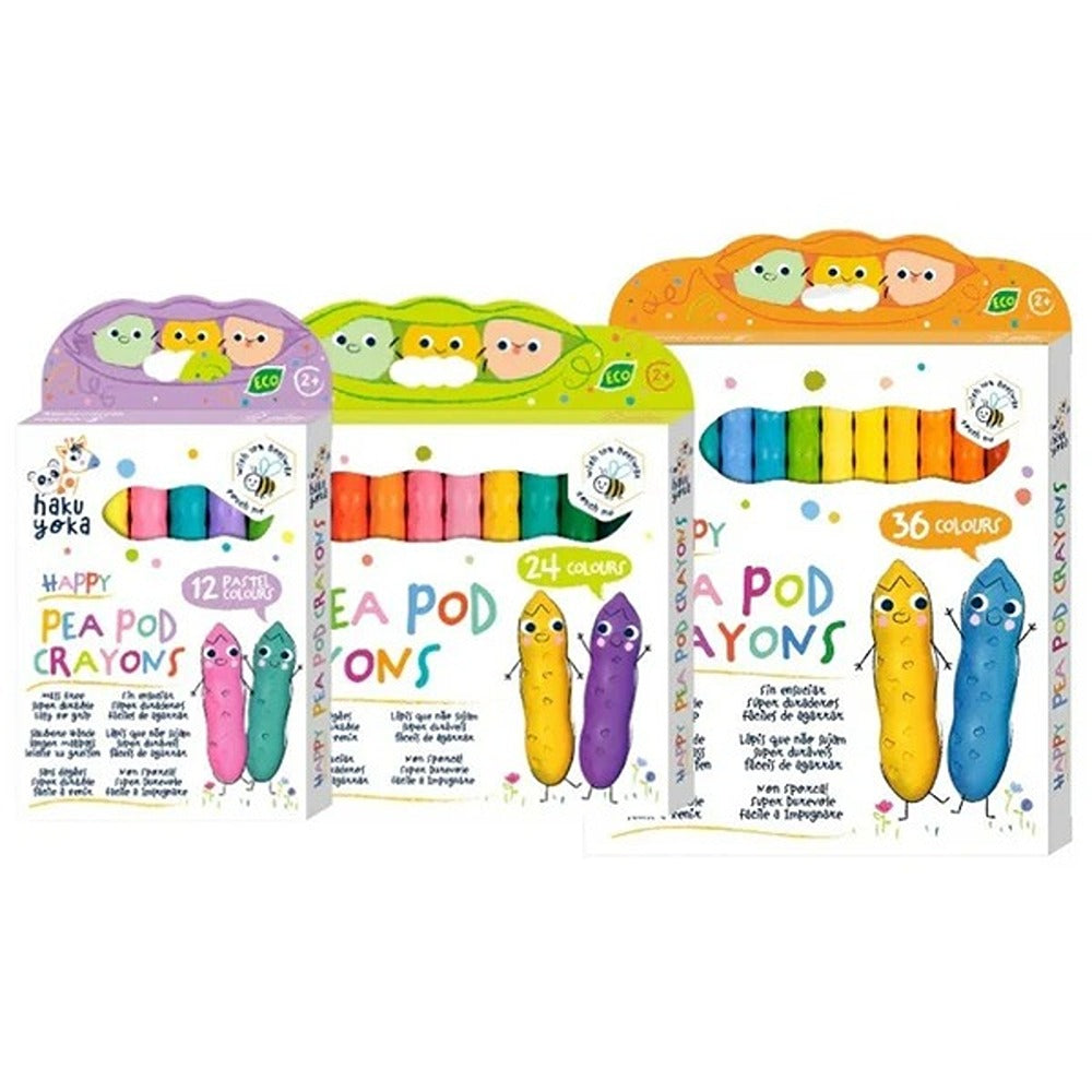 Haku Yoka Happy Pea Pod 36 Colori Pastelli Con Cera D'Api
