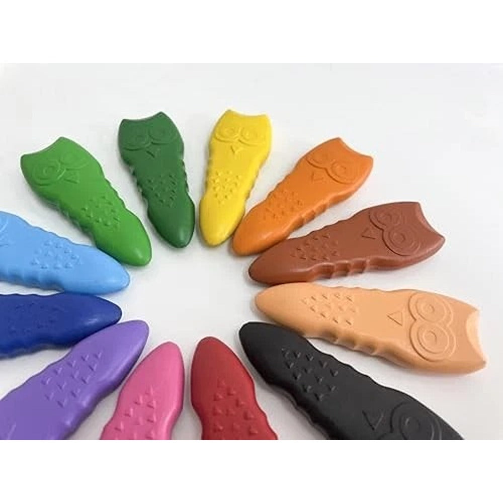 Haku Yoka Owl Crayons 12 Colori Pastelli Con Cera D'Api