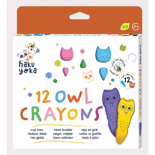Haku Yoka Owl Crayons 12 Colori Pastelli Con Cera D'Api