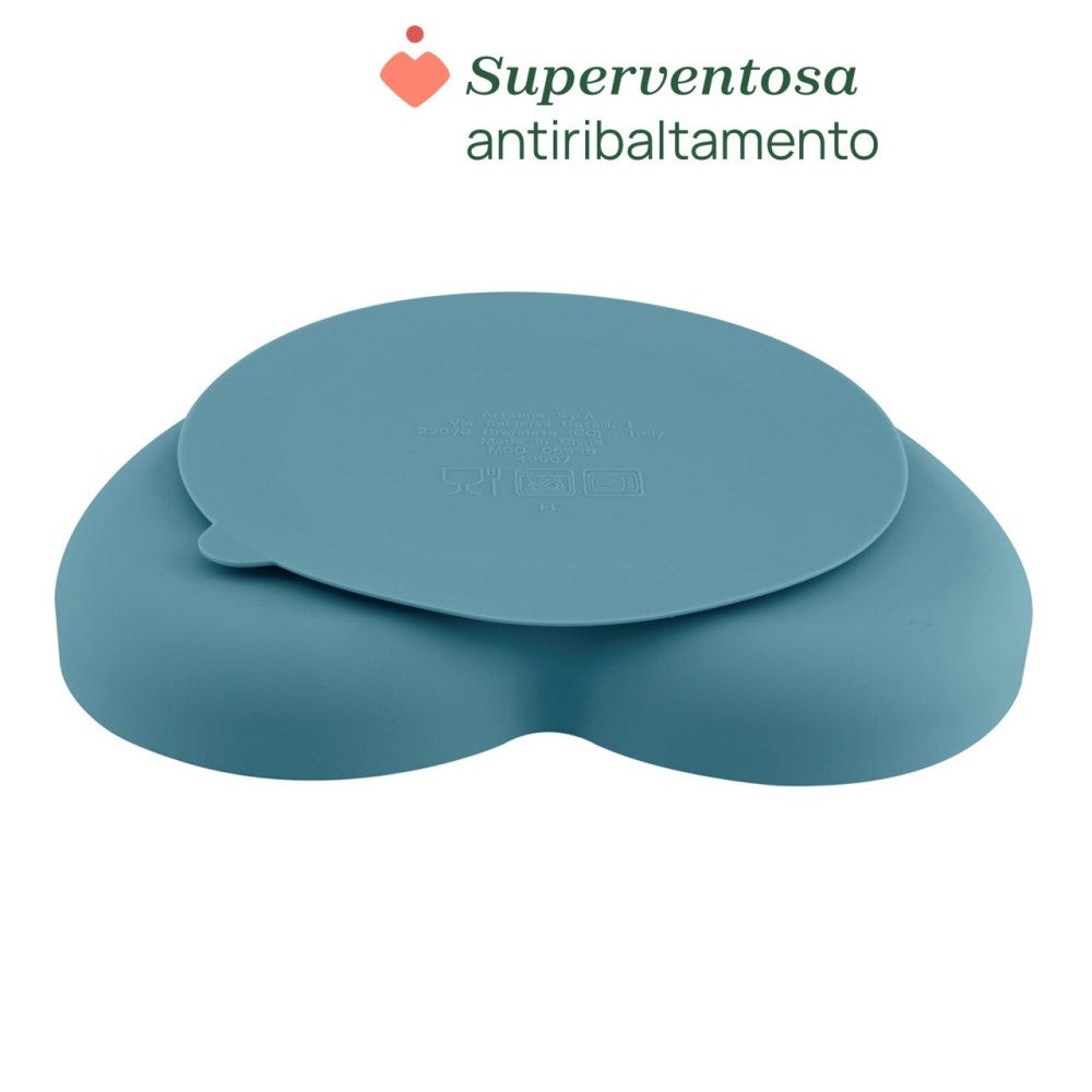 Chicco Piatto Cuore Con Ventosa In Silicone Blu 9+ Mesi