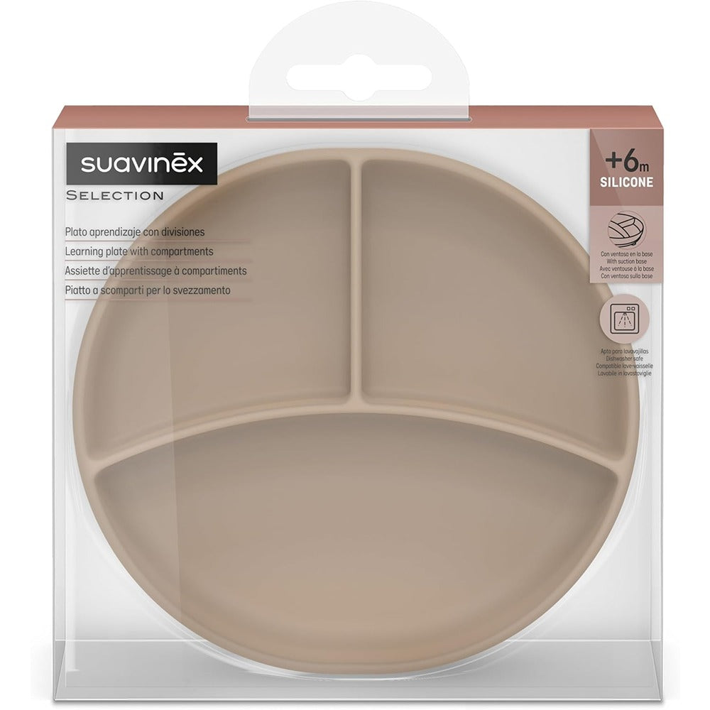 Suavinex Colour Essence Piatto In Silicone Con Divisori Beige +6 Mesi