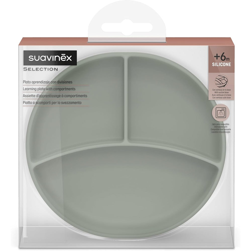 Suavinex Colour Essence Piatto In Silicone Con Divisori Verde +6 Mesi