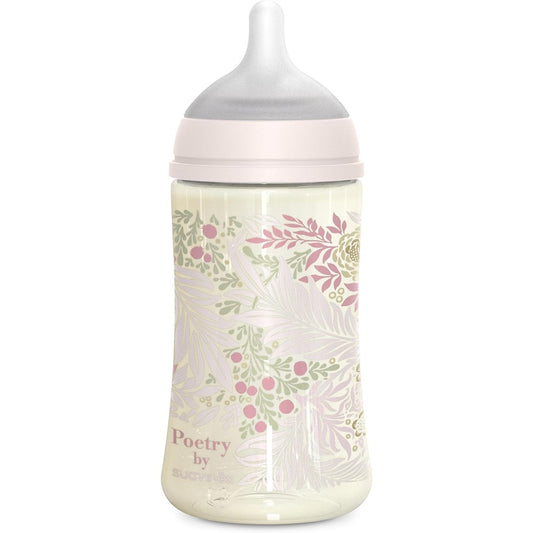 Suavinex Poetry Biberon Tettarella In Silicone Sx Pro Flusso Medio Rosa 270 ml 3+ Mesi