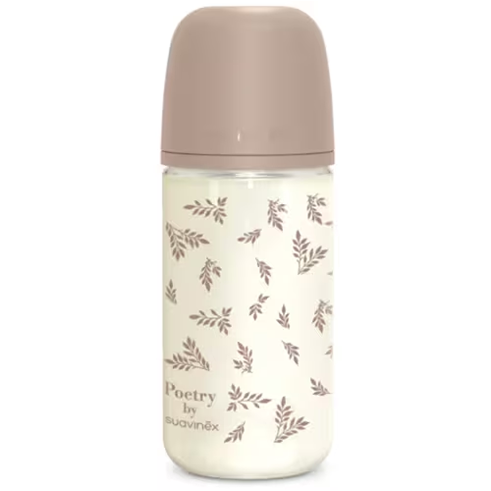 Suavinex Poetry Biberon In vetro Tettarella In Silicone Sx Pro Flusso Medio Neutro 240 ml 3+ Mesi