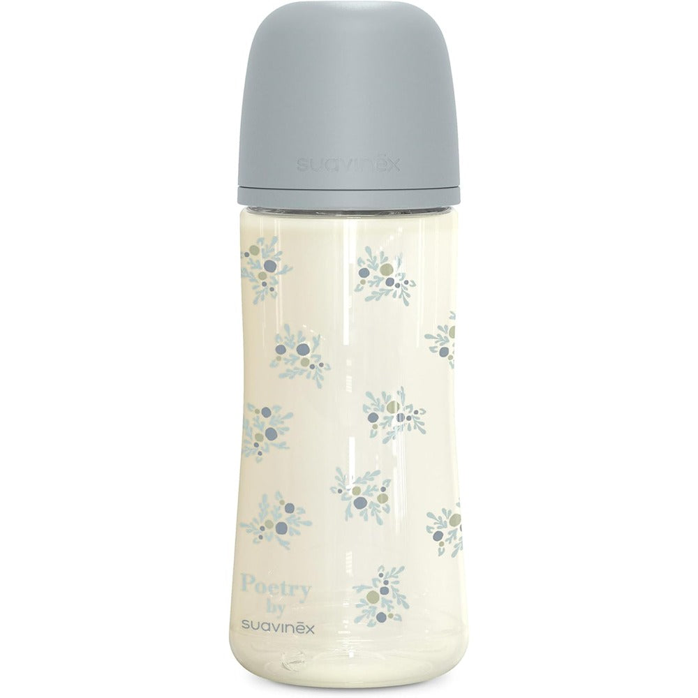 Suavinex Poetry Biberon Tettarella In Silicone Sx Pro Flusso Denso Azzurro 360 ml 6+ Mesi