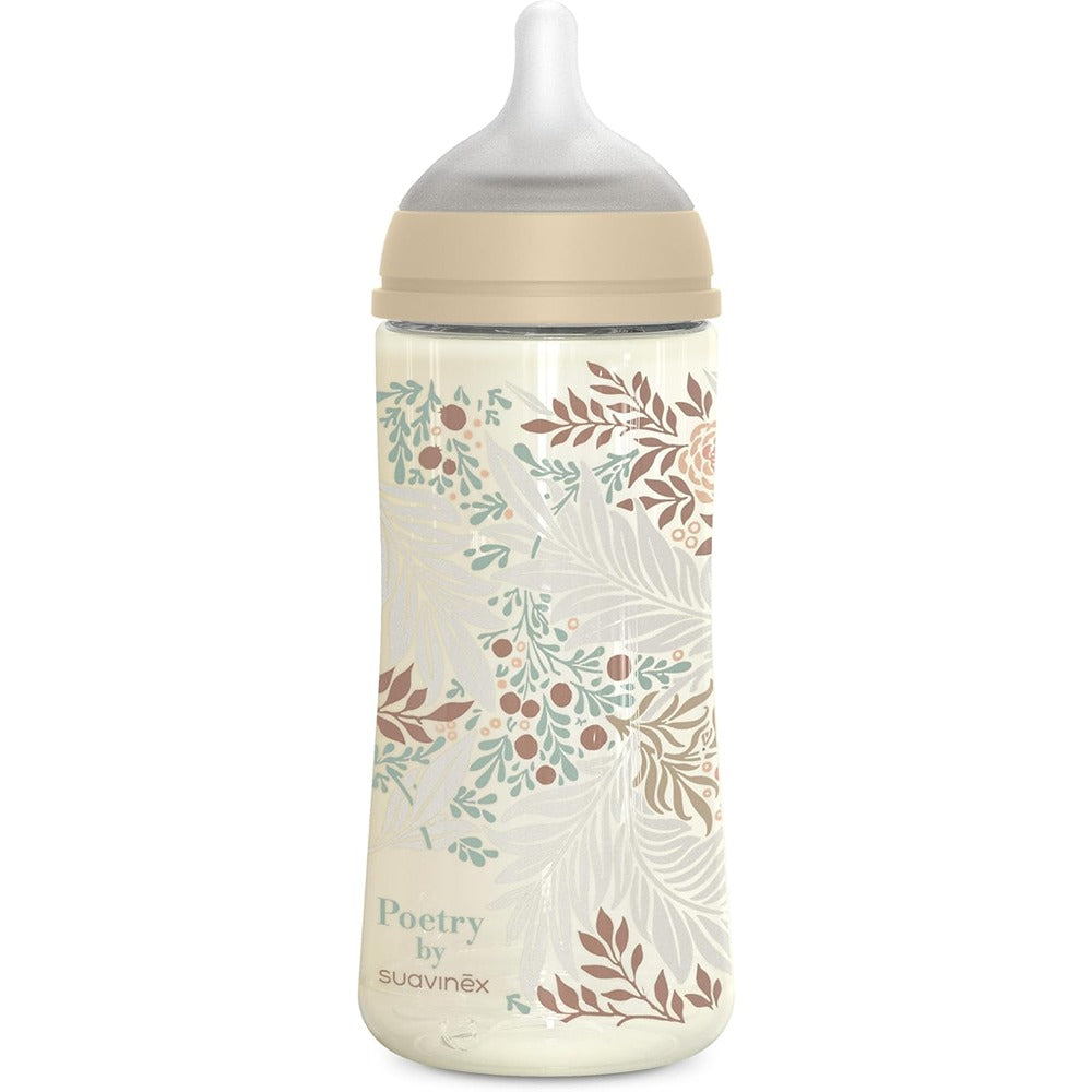 Suavinex Poetry Biberon Tettarella In Silicone Sx Pro Flusso Denso Beige 360 ml 6+ Mesi