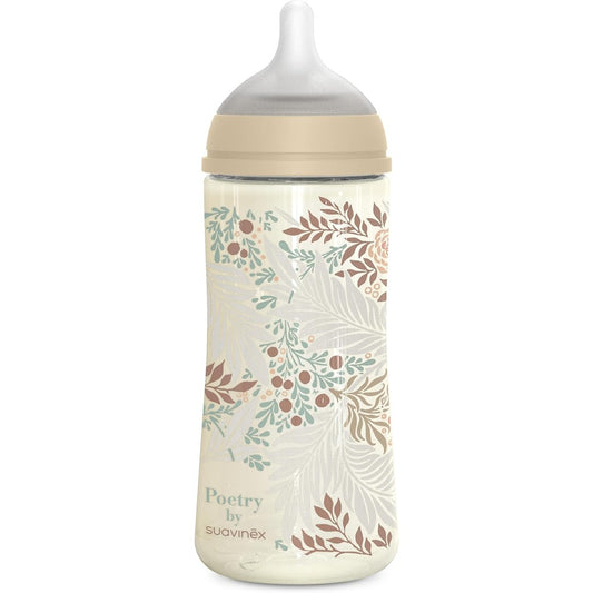 Suavinex Poetry Biberon Tettarella In Silicone Sx Pro Flusso Denso Beige 360 ml 6+ Mesi