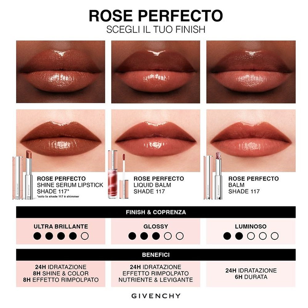 Givenchy Rose Perfecto Shine Serum - Rossetto Nutriente dal Colore Luminoso per 24 Ore di Idratazione
