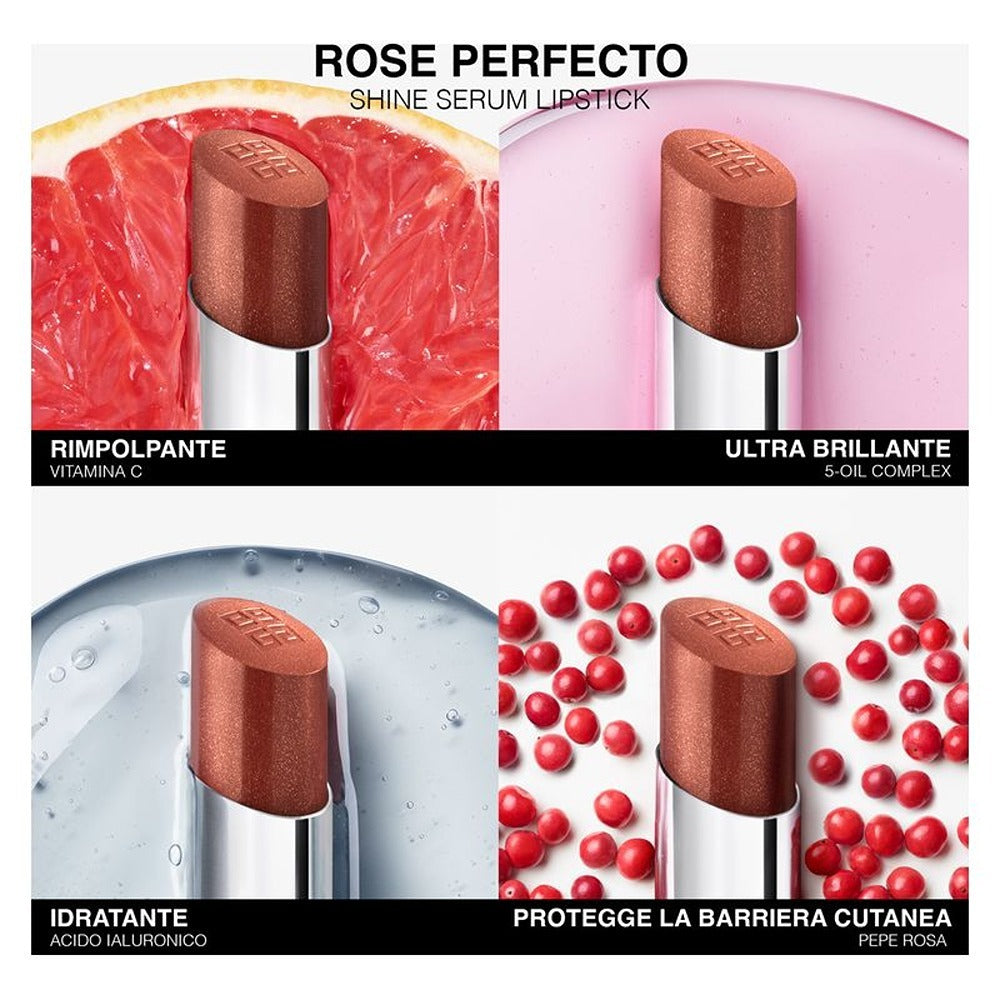 Givenchy Rose Perfecto Shine Serum - Rossetto Nutriente dal Colore Luminoso per 24 Ore di Idratazione