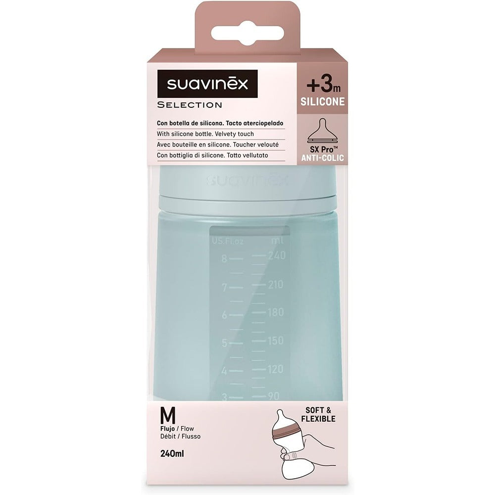 Suavinex Color Essence Biberon In silicone 240 ml Acqua 3+ Mesi