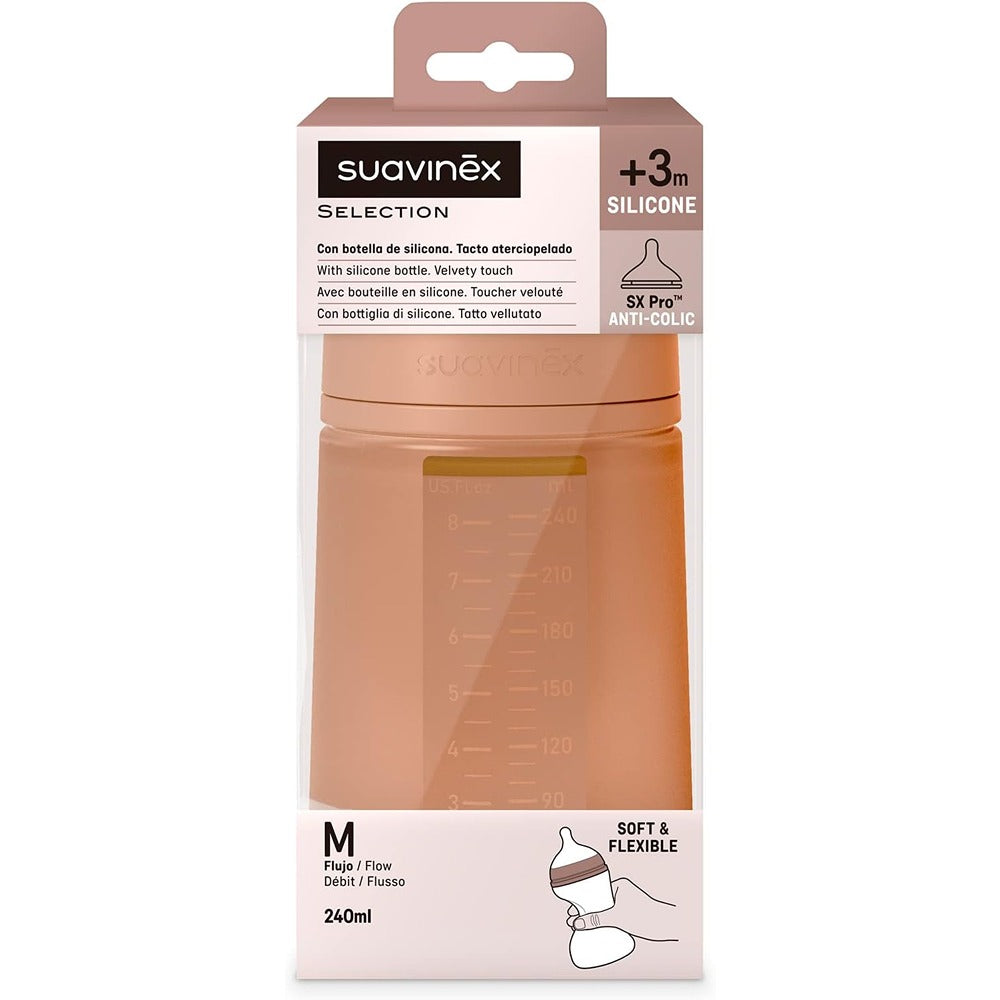 Suavinex Color Essence Biberon In silicone 240 ml Orange Sunset 3+ Mesi