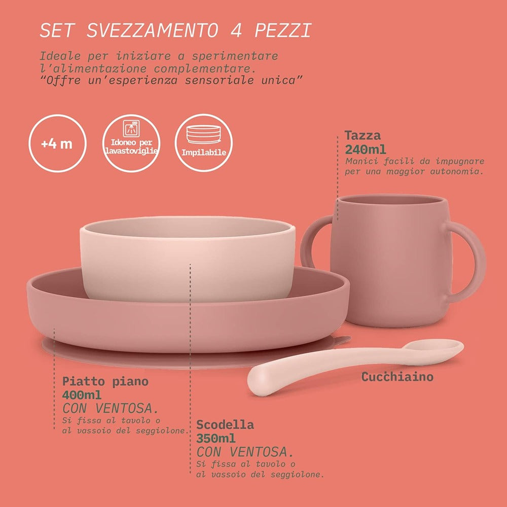Suavinex Colour Essence Set Pappa In Silicone Rosa 4+ Mesi