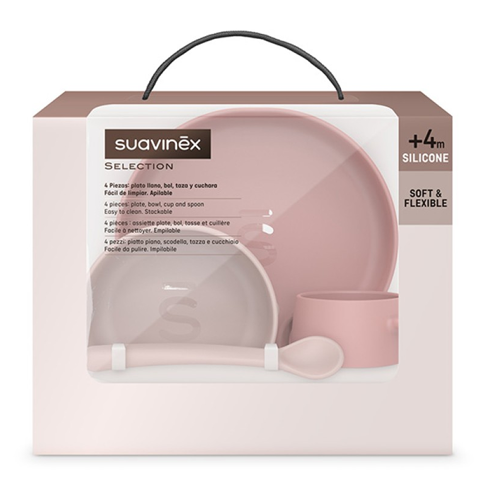 Suavinex Colour Essence Set Pappa In Silicone Rosa 4+ Mesi