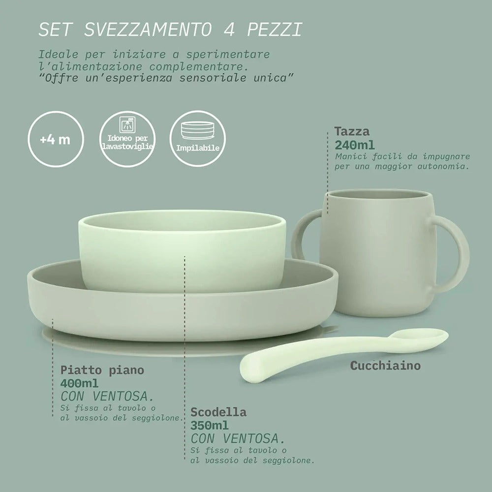 Suavinex Colour Essence Set Pappa In Silicone Verde 4+ Mesi