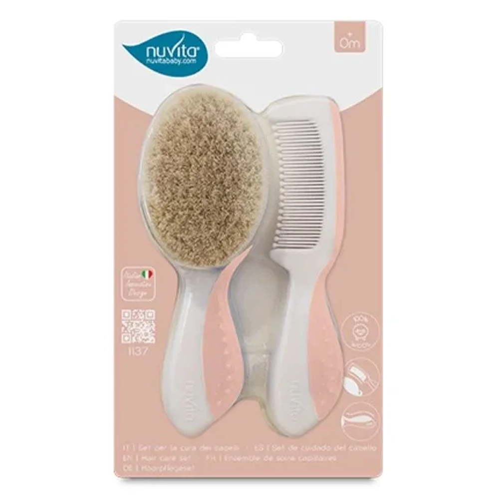 Nuvita Set Spazzola E Pettine English Rose 0+ Mesi