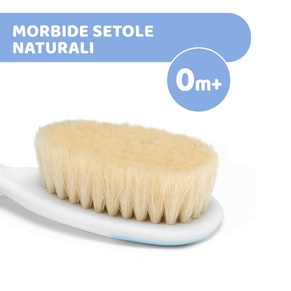 Chicco Spazzola E Pettine Con Setole Naturale Azzurro
