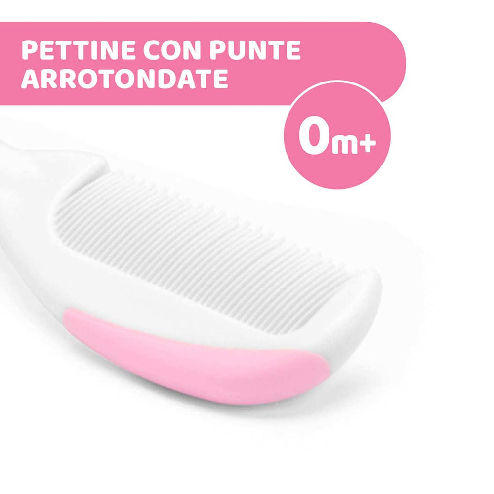 Chicco Spazzola E Pettine Con Setole Naturale Rosa