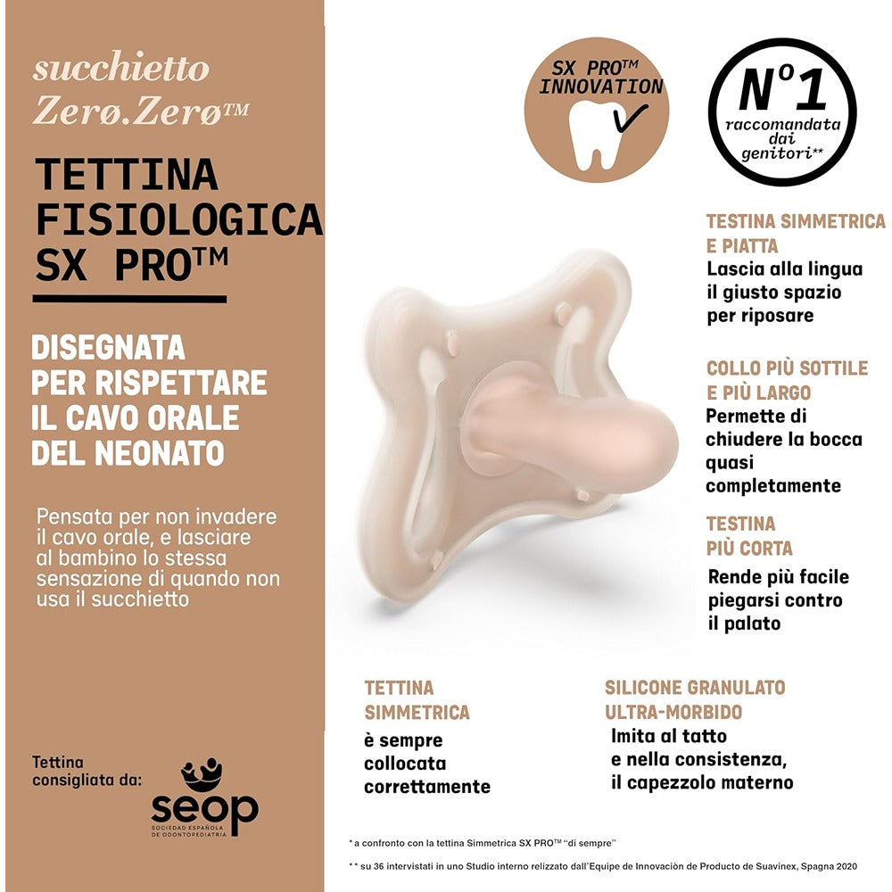Suavinex Zero Zero Succhietto Tettarella Simmetrica In Silicone Sx Pro Deep 0-6 Mesi