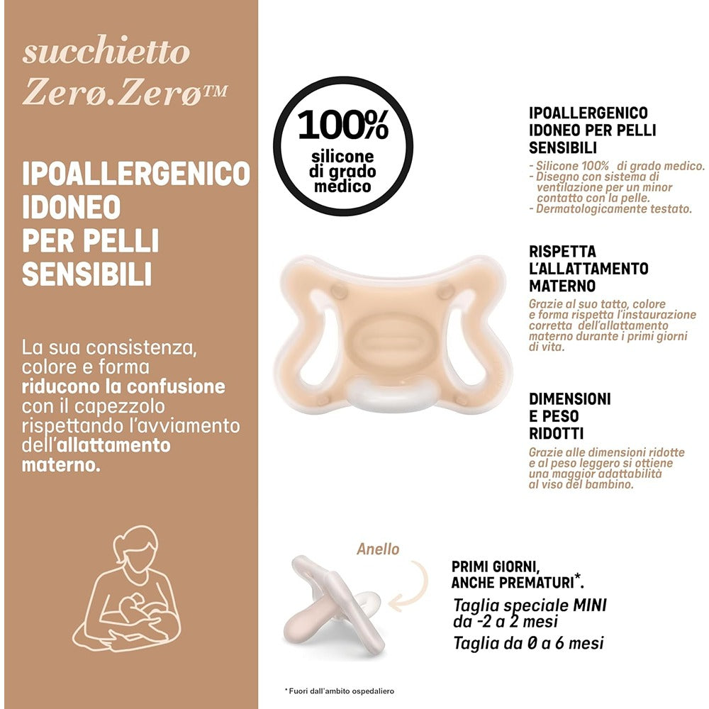 Suavinex Zero Zero Succhietto Tettarella Fisiologica In Silicone Sx Pro Medium -2-2 Mesi