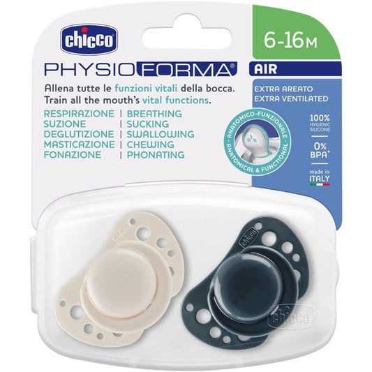 Chicco Physioforma Air Succhietti In Silicone Blu 6-16 Mesi 2 Pezzi