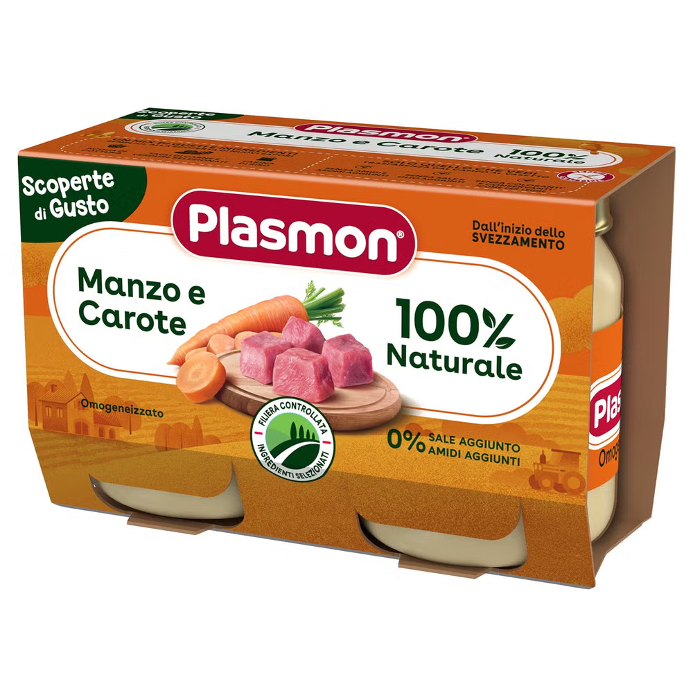 Plasmon Omogeneizzato Scoperte Di Gusto Manzo E Carote 2X120 gr
