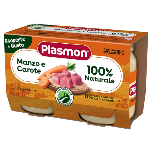 Plasmon Omogeneizzato Scoperte Di Gusto Manzo E Carote 2X120 gr