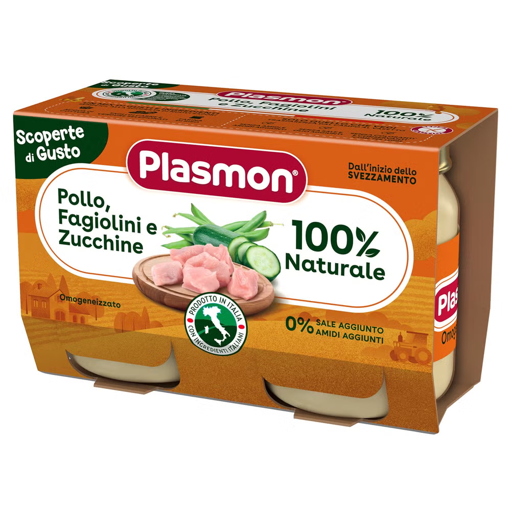 Plasmon Omogeneizzato Scoperte Di Gusto Pollo Fagiolini E Zucchine 2x120 gr