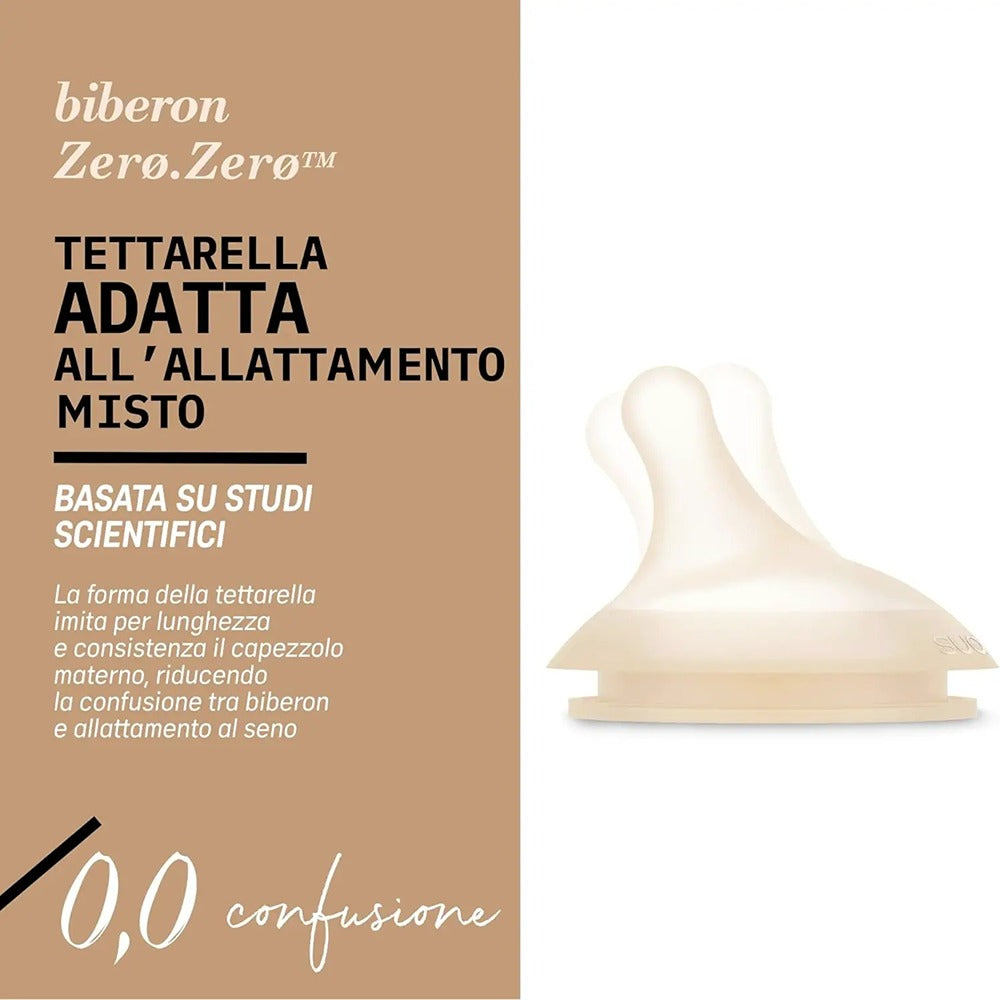 Suavinex Zero Zero Set Biberon Neonato Leggero Flusso Adattabile 180 ml + Ciuccio 0+ Mesi Light