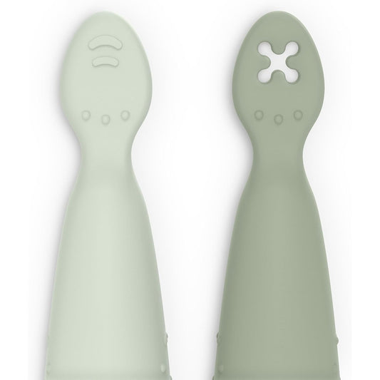 Suavinex Color Essence Set 2 Cucchiai In Silicone Pre-Svezzamento Verde 6+ Mesi