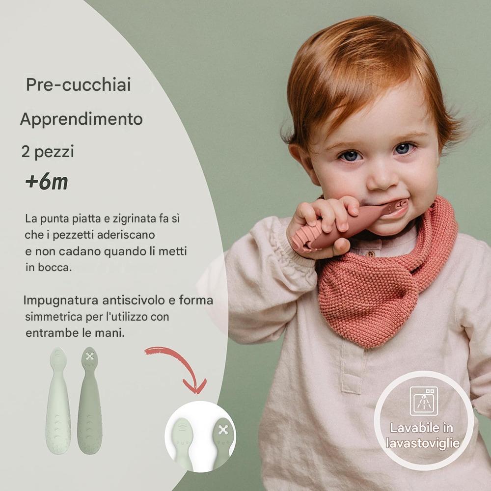 Suavinex Color Essence Set 2 Cucchiai In Silicone Pre-Svezzamento Verde 6+ Mesi