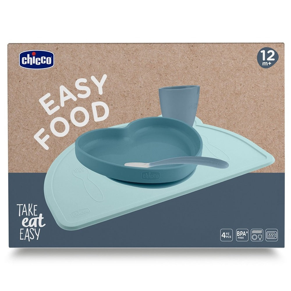 Chicco Easy Food Set Di Svezzamento In Silicone Azzurro 12+ Mesi