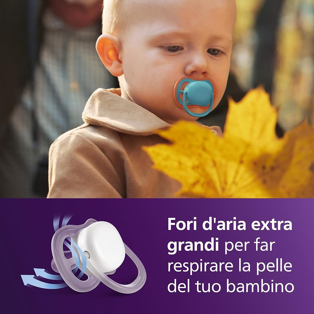 Philips Avent Ultra Succhietti Ortodontici Blu E Giallo 18+ Mesi 2 Pezzi