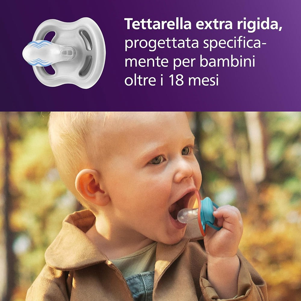 Philips Avent Ultra Succhietti Ortodontici Blu E Giallo 18+ Mesi 2 Pezzi