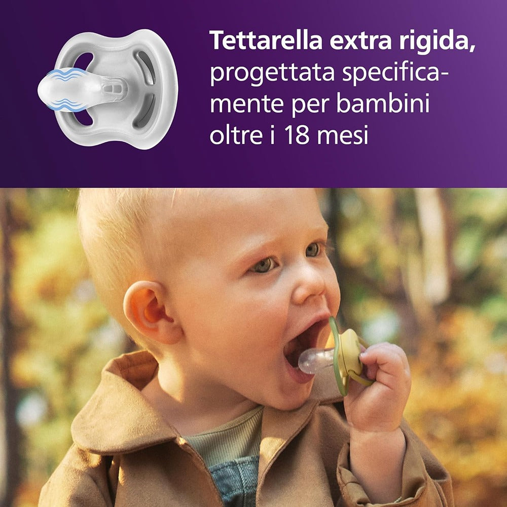 Philips Avent Ultra Colors Of Nature Succhietti Ortodontici Verde E Giallo Con Foglie 18+ Mesi 2 Pezzi