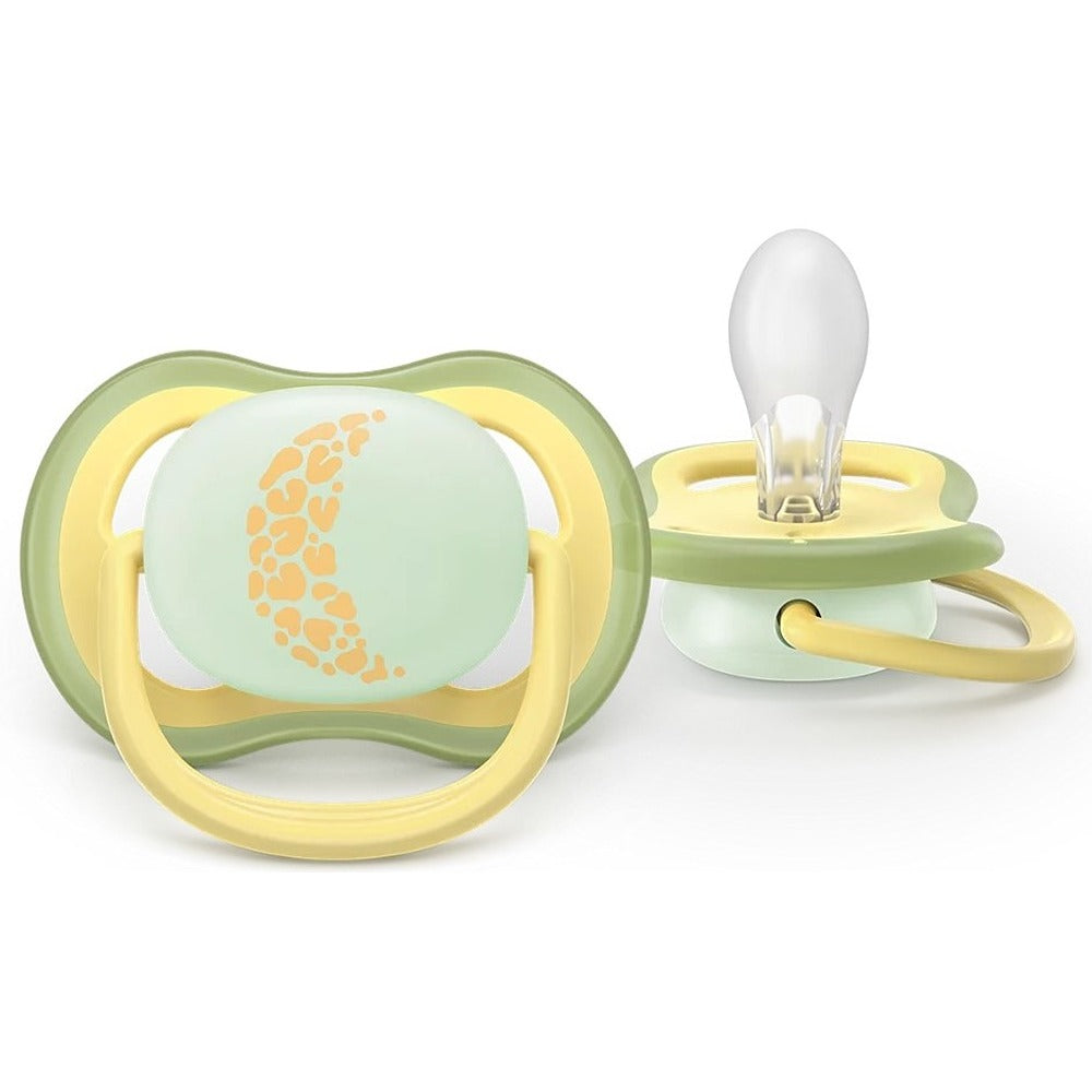Philips Avent Ultra Day & Night Succhietti Ortodontici Giallo E Verde Con Luna 18+ Mesi 2 Pezzi