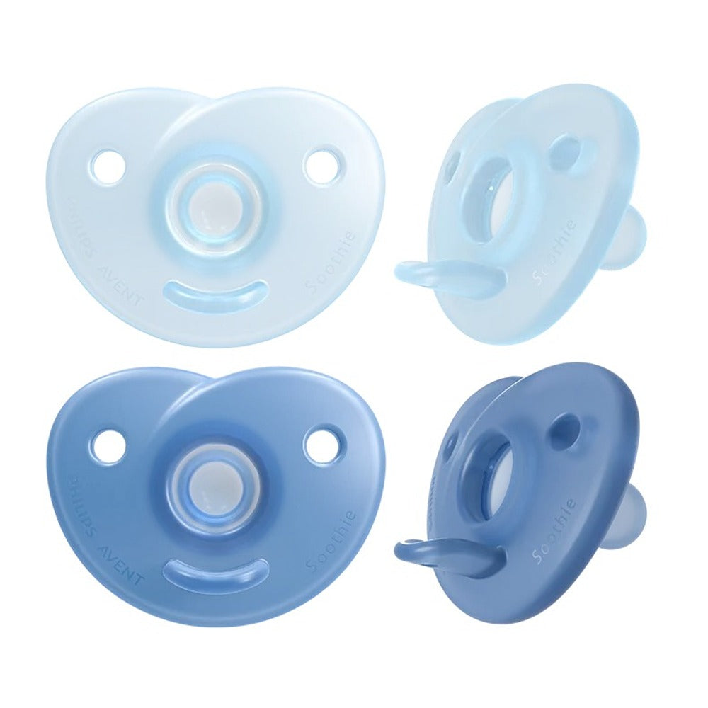 Philips Avent Soothie Succhietti In Silicone Tettarella Tonda E Simmetrica Blu E Azzurro 0-6 Mesi 2 Pezzi