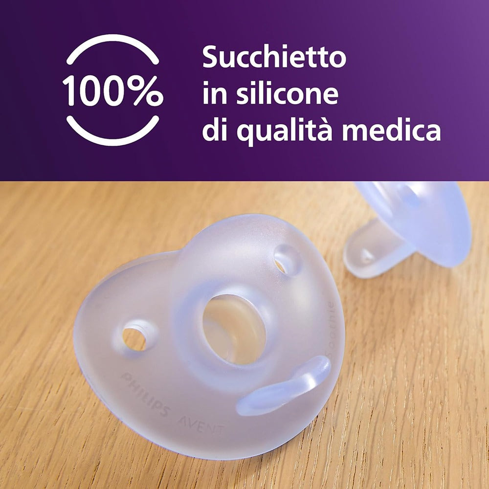 Philips Avent Soothie Succhietti In Silicone Tettarella Tonda E Simmetrica Blu E Azzurro 0-6 Mesi 2 Pezzi