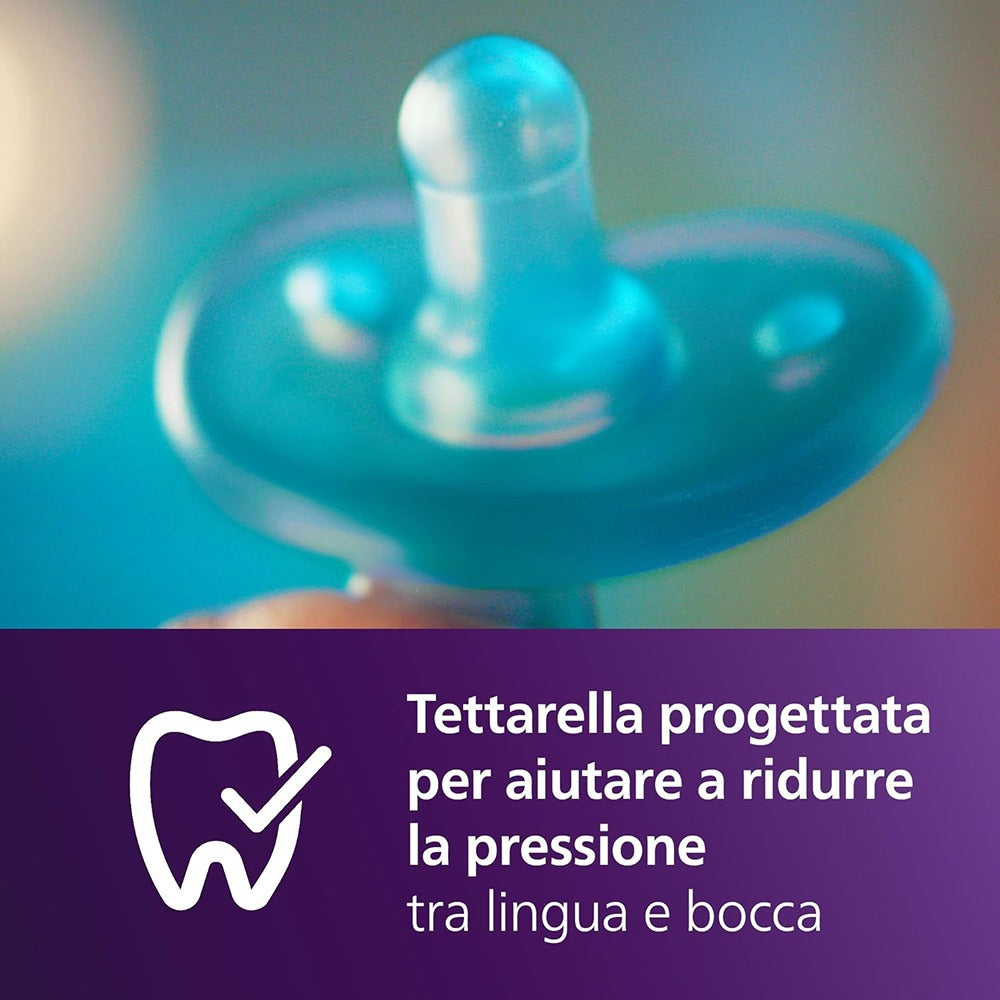 Philips Avent Soothie Succhietti In Silicone Tettarella Tonda E Simmetrica Blu E Azzurro 0-6 Mesi 2 Pezzi