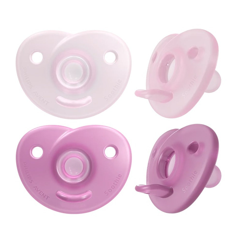 Philips Avent Soothie Succhietti In Silicone Tettarella Tonda E Simmetrica Rosa E Fuxia 0-6 Mesi 2 Pezzi