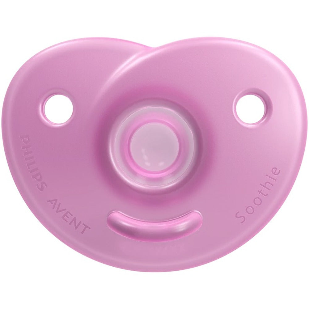 Philips Avent Soothie Succhietti In Silicone Tettarella Tonda E Simmetrica Rosa E Fuxia 0-6 Mesi 2 Pezzi